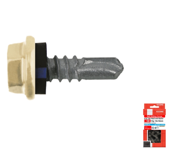Painted - Trade Pack - Self Drilling Hex with Sealing Washer - Coarse Thread