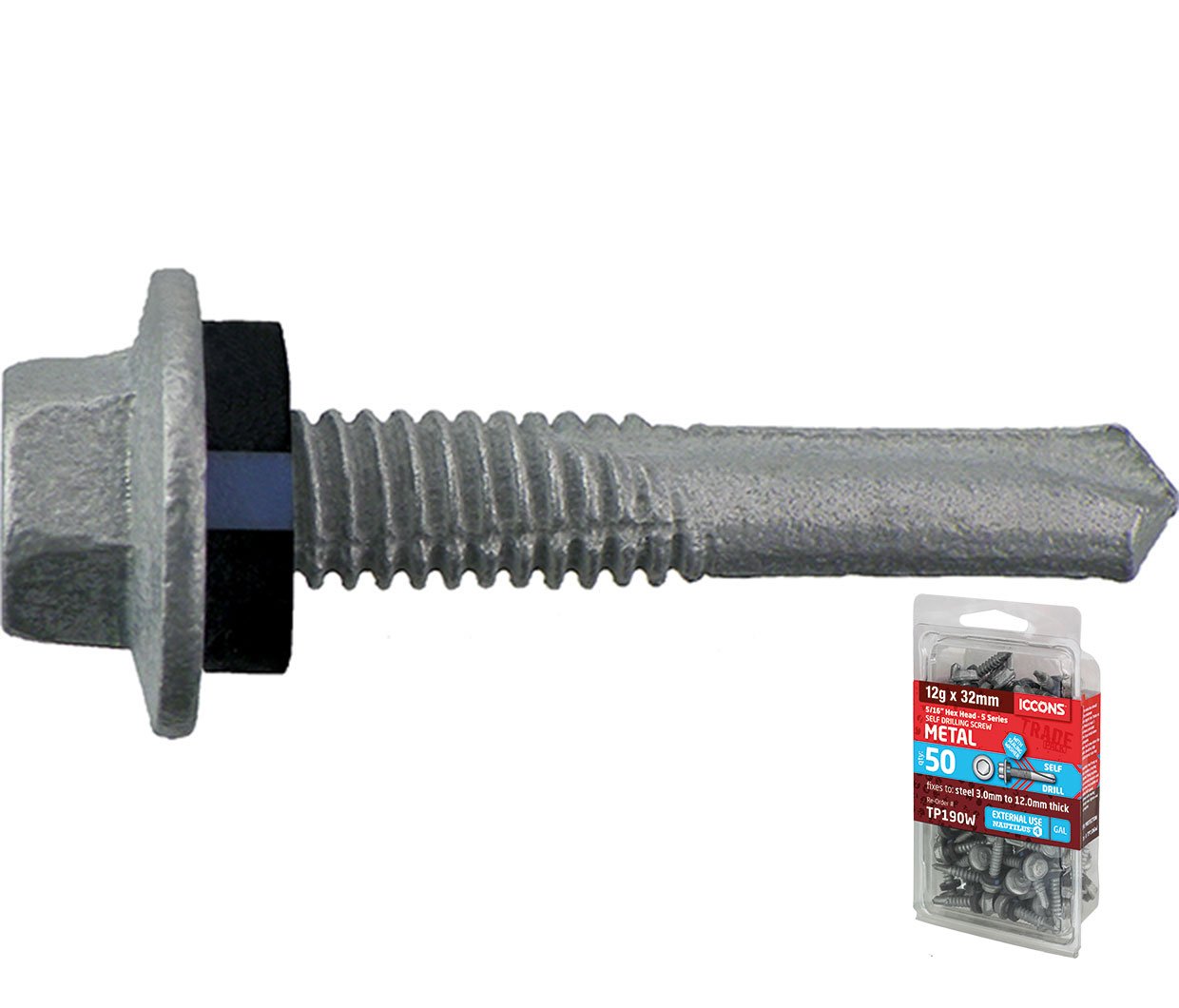 SCREW NO 5 PNT ( S500) HEX SEAL C4 12-24 X 65 PACK OF 20 