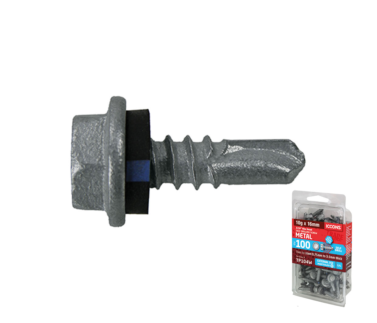 ICCONS SD HEX COARSE WASHERED C4 10-16 X 16 TRADE PACK OF 100