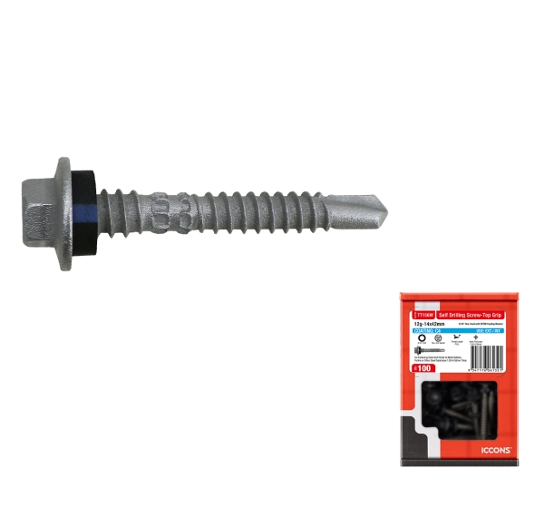 Trade Tub - Self Drilling Hex Top Grip with Sealing Washer - Coarse Thread