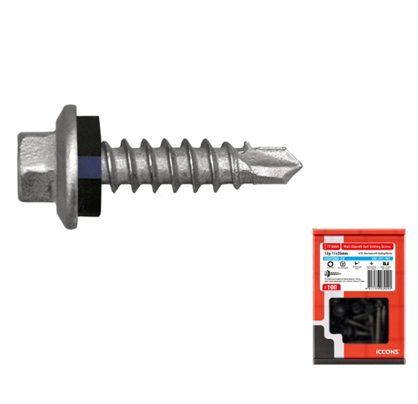 Trade Tub - Wall-Stars with Sealing Washer - Cladding Screw To Metal Or Timber
