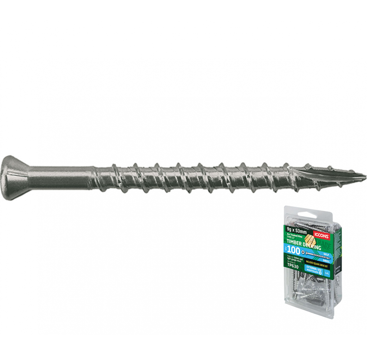 Trade Pack Trim Head Decking Screw with Top Coat Coarse Thread