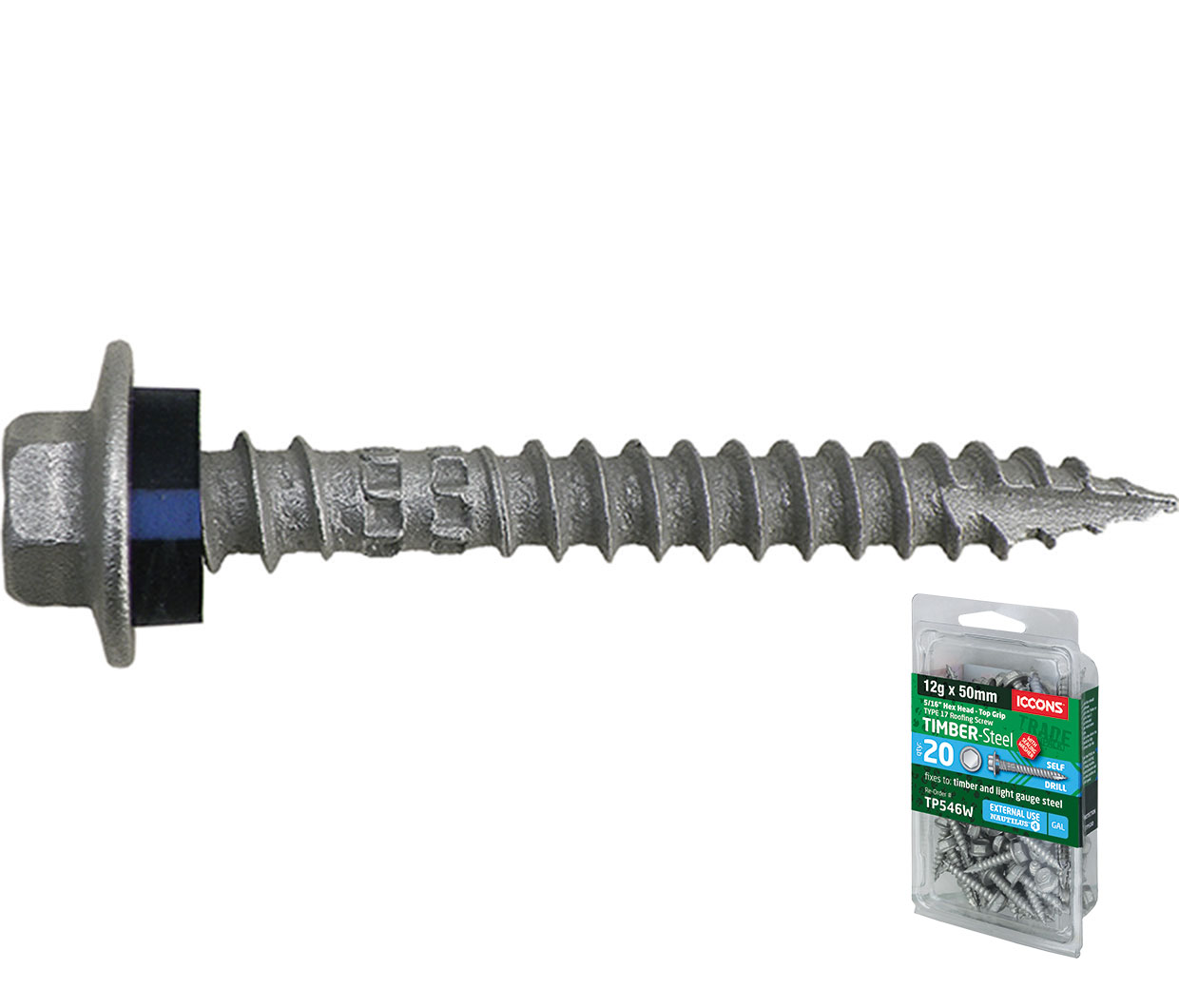 SCREW T17 HEX SEAL TOP LOK C4 12-11 X 50 PACK OF 20 