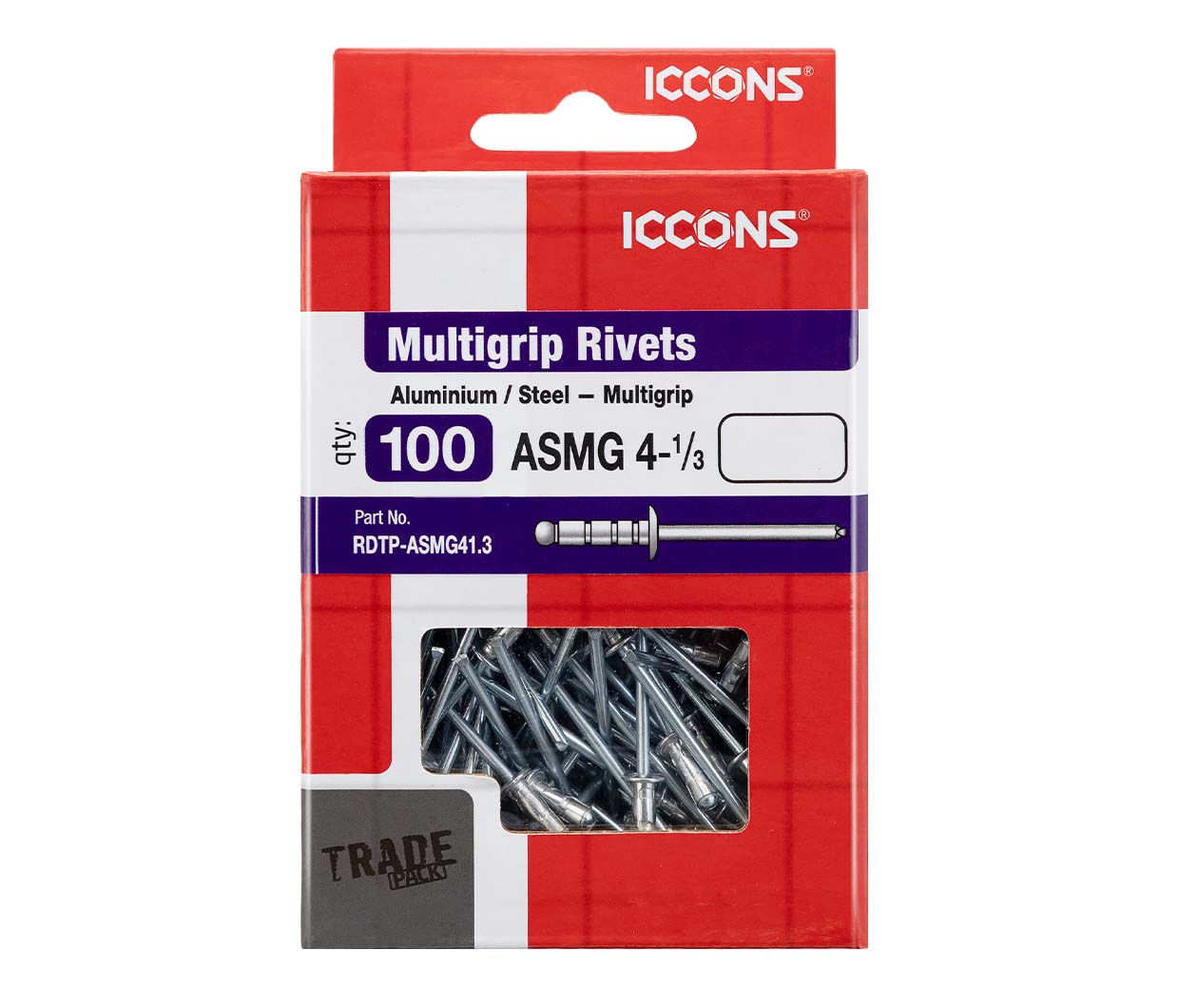 RIVET DOME M/G ALU-STEEL 5-1/4 TRADE PACK OF 100